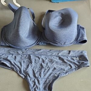 Adore Me Blue Bra And Thong Lingerie Set